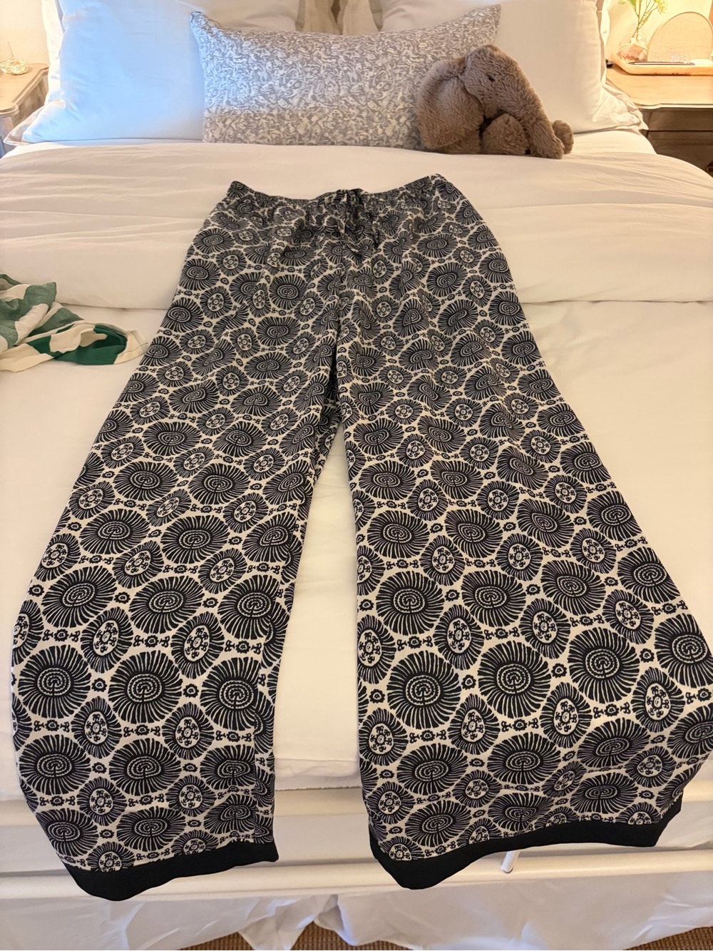 SOLID & STRIPED Black and White Floral-Print Wide Leg Pants